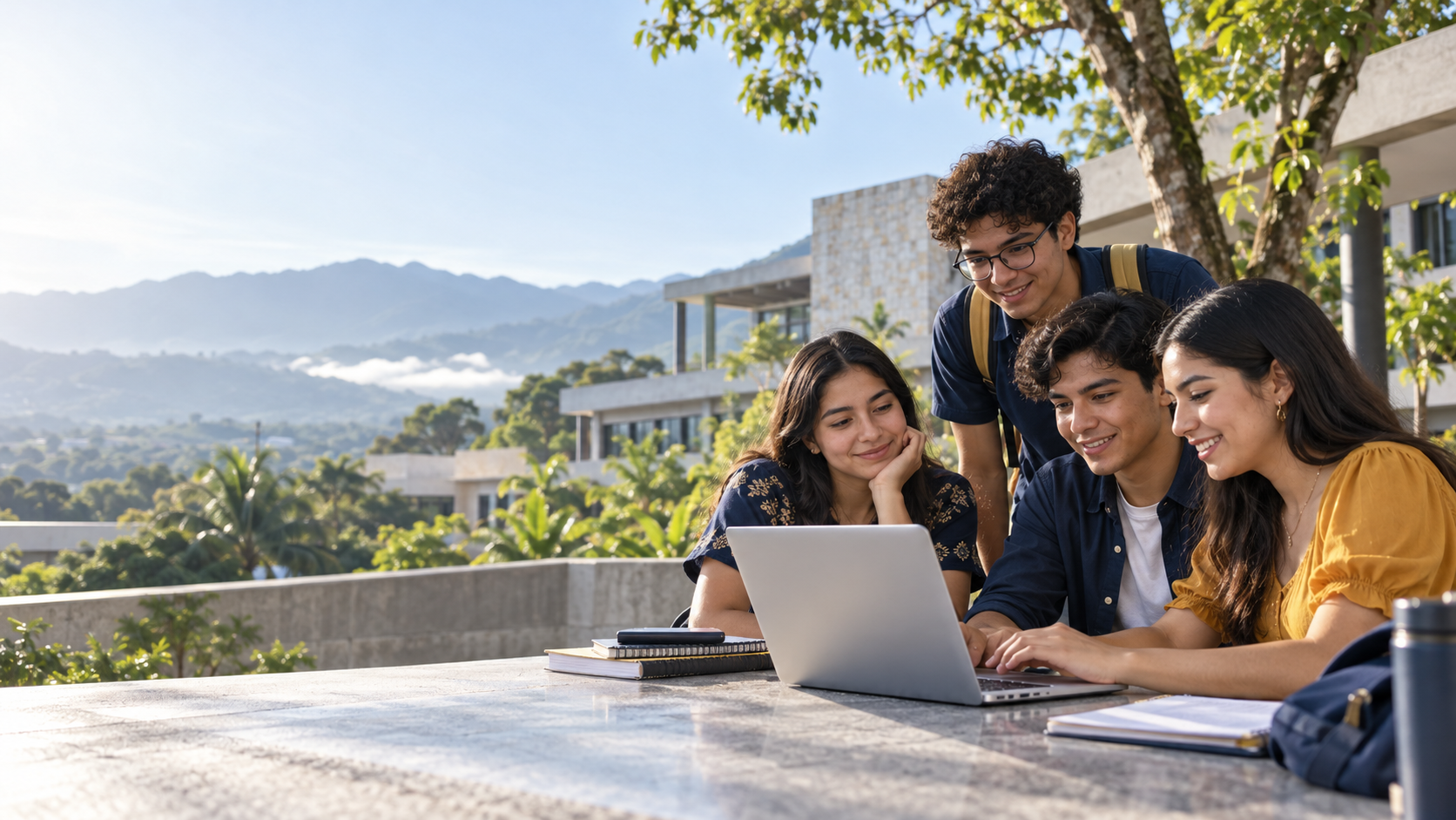 Estudiantes colaboran en un proyecto universitario
